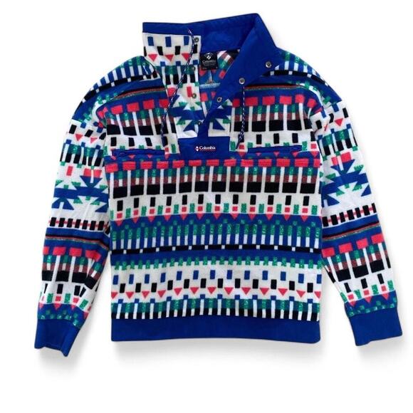 Columbia Powder Keg Multicolor Fleece Pullover Size M - Picture 1 of 5